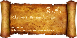 Révai Annamária névjegykártya